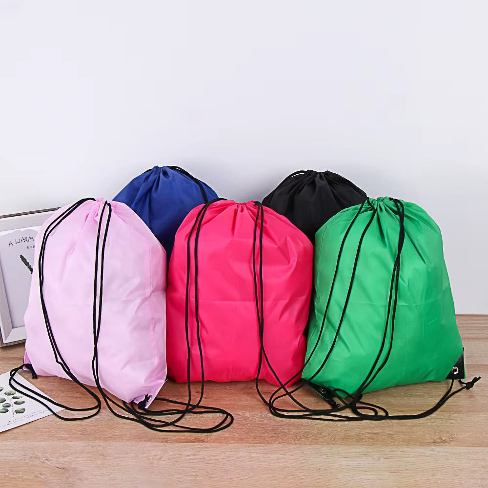 Polyester Drawstring School Book Bag Boys Girls Kids Adult Gym PE Kit Sack Dance Portable Travel Shopping Pouch Bag